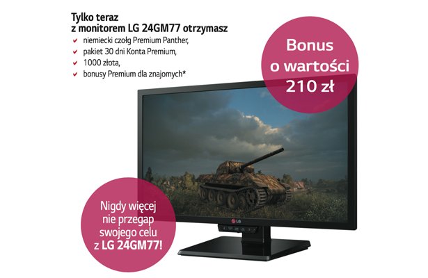 Góra bonusów do World of Tanks przy zakupie monitora LG 24GM77