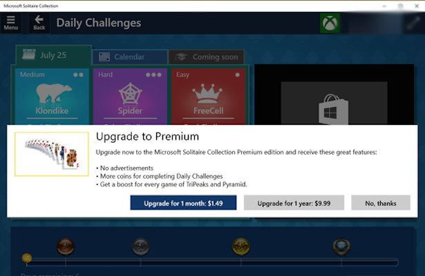 Pasjans w&nbsp;Windowsie 10 ma&nbsp;reklamy, które można wyłączyć za&nbsp;pieniądze