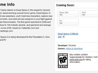 Dead Space 2: Oficjalna strona EA – „Gra powstaje na PlayStation 3, Xboxa 360 i PC”