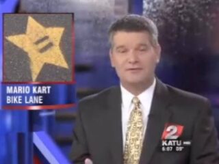 Power-upy z Mario na ścieżkach rowerowych w Portland