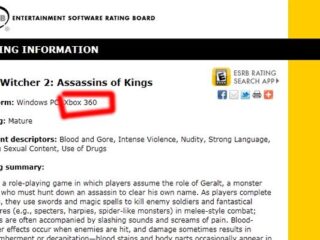 Wiedźmin 2: Zabójcy Królów – ESRB usuwa wpis o Xboksie 360, a CD Projekt komentuje