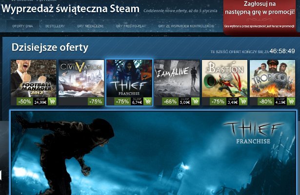 Wielka świąteczna wyprzedaż na Steamie ? dzień 15 (3-4 stycznia 2013). Thief, Civilization, Bastion