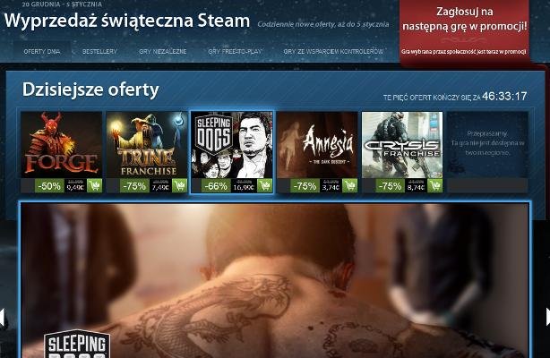 Wielka świąteczna wyprzedaż na Steamie ? dzień 16 (4-5 stycznia 2013). Sleeping Dogs, Amnesia, Trine