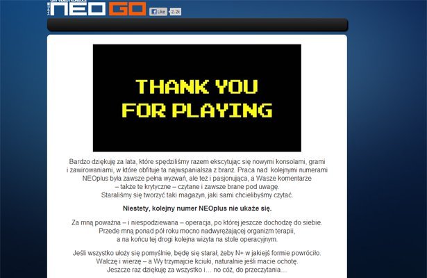 NEOplus: Znany polski magazyn o grach oficjalnie zamknięty