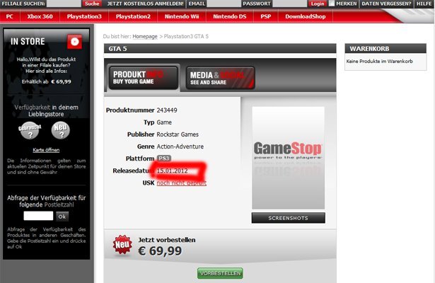 Grand Theft Auto V: Premiera w styczniu przyszłego roku?
