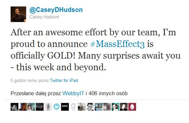 Mass Effect 3: Status gold i wcześniejsze demo dla użytkowników Facebooka i posiadaczy X360