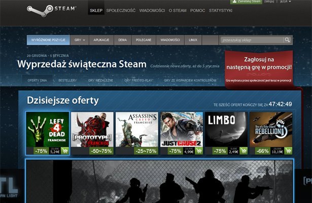 Wielka świąteczna wyprzedaż na Steamie ? dzień 9 (28?29 grudnia). Just Cause 2, Prototype, Left 4 Dead, Assassin´s Creed, Saints Row: The Third
