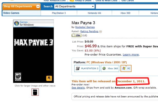 Max Payne 3: Premiera w grudniu?