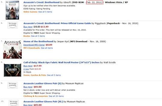 Assassin´s Creed: Brotherhood na PC dopiero w lutym!