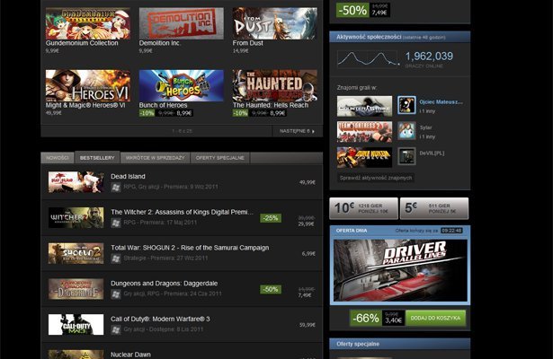 Dead Island i Wiedźmin 2: Zabójcy Królów najpopularniejszymi grami na Steamie!