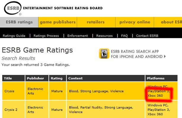 ESRB „potwierdza”: Pierwszy Crysis trafi na konsole
