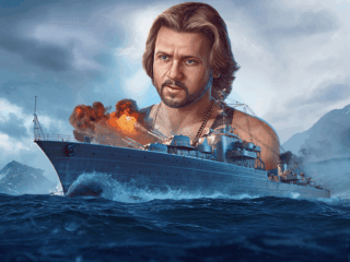 Michał Milowicz jako kapitan w grze World of Warships
