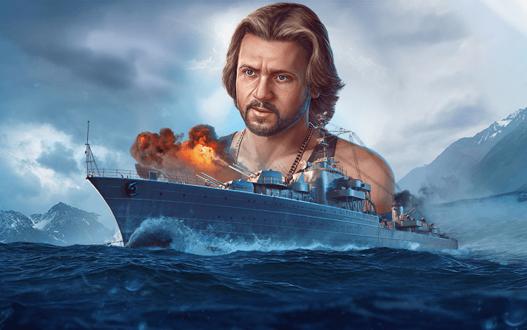Michał Milowicz jako kapitan w grze World of Warships