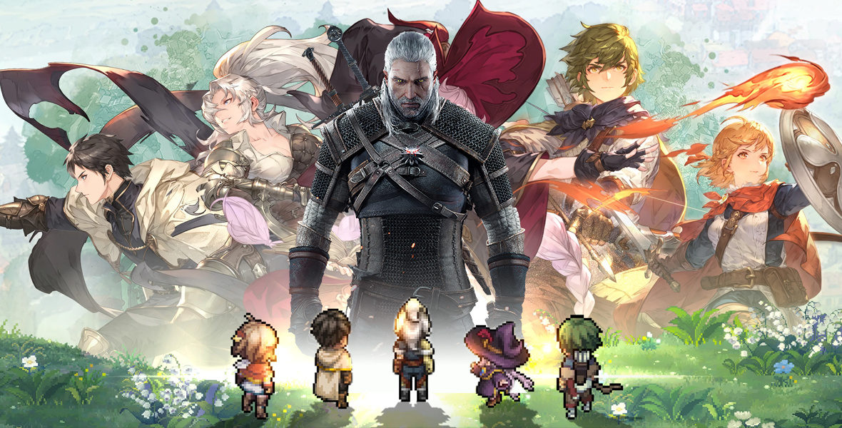 Geralt w grze XD. Współpraca Wiedźmina 3 z pixelartowym Sword of Convallaria