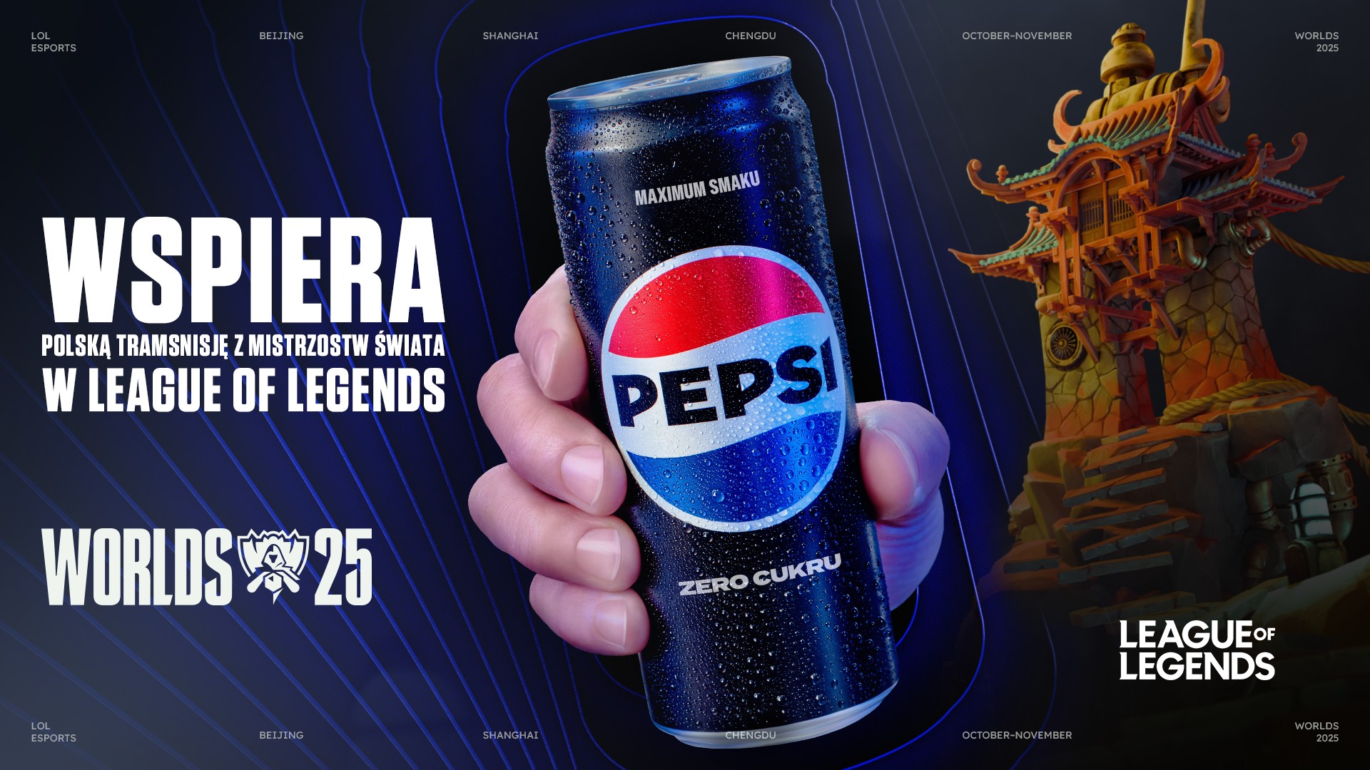 Mistrzowskie emocje zero cukru. Pepsi wspiera polską transmisję Worlds 2025 