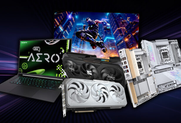 Białe Radeony, eleganckie płyty główne i&nbsp;OLED-owe monitory. GIGABYTE i&nbsp;AMD się nie&nbsp;poddają mimo kryzysu